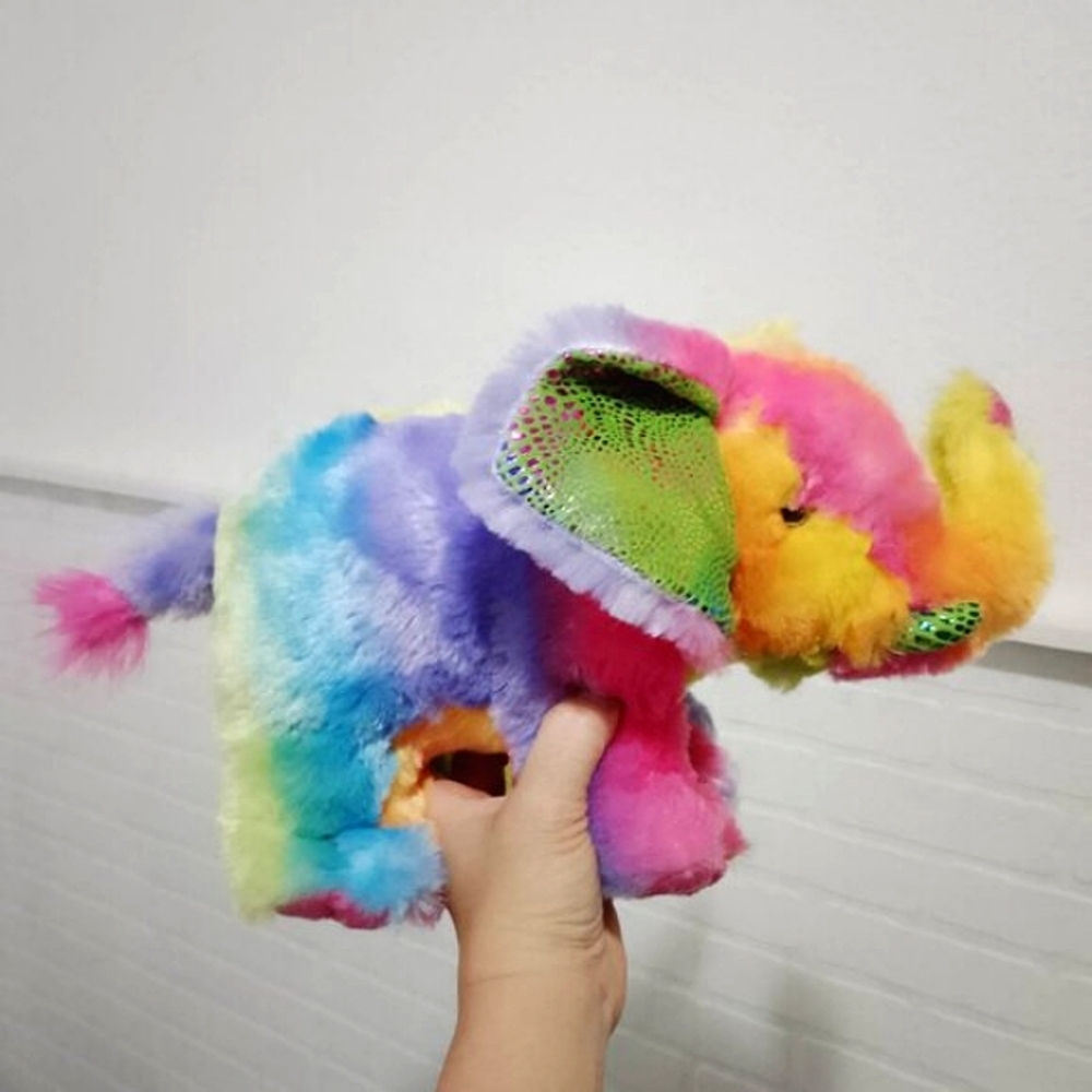 Wild Republic Neon Rainbow Sparkle Elephant Plush Multicolored Tie Dye